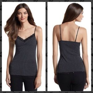 NWT WHBM Black & White Polka Dot Camisole w/Lace